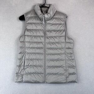 Uniqlo Vest Mens Medium Gray Lightweight Down Puffer Packable Water Repellent
